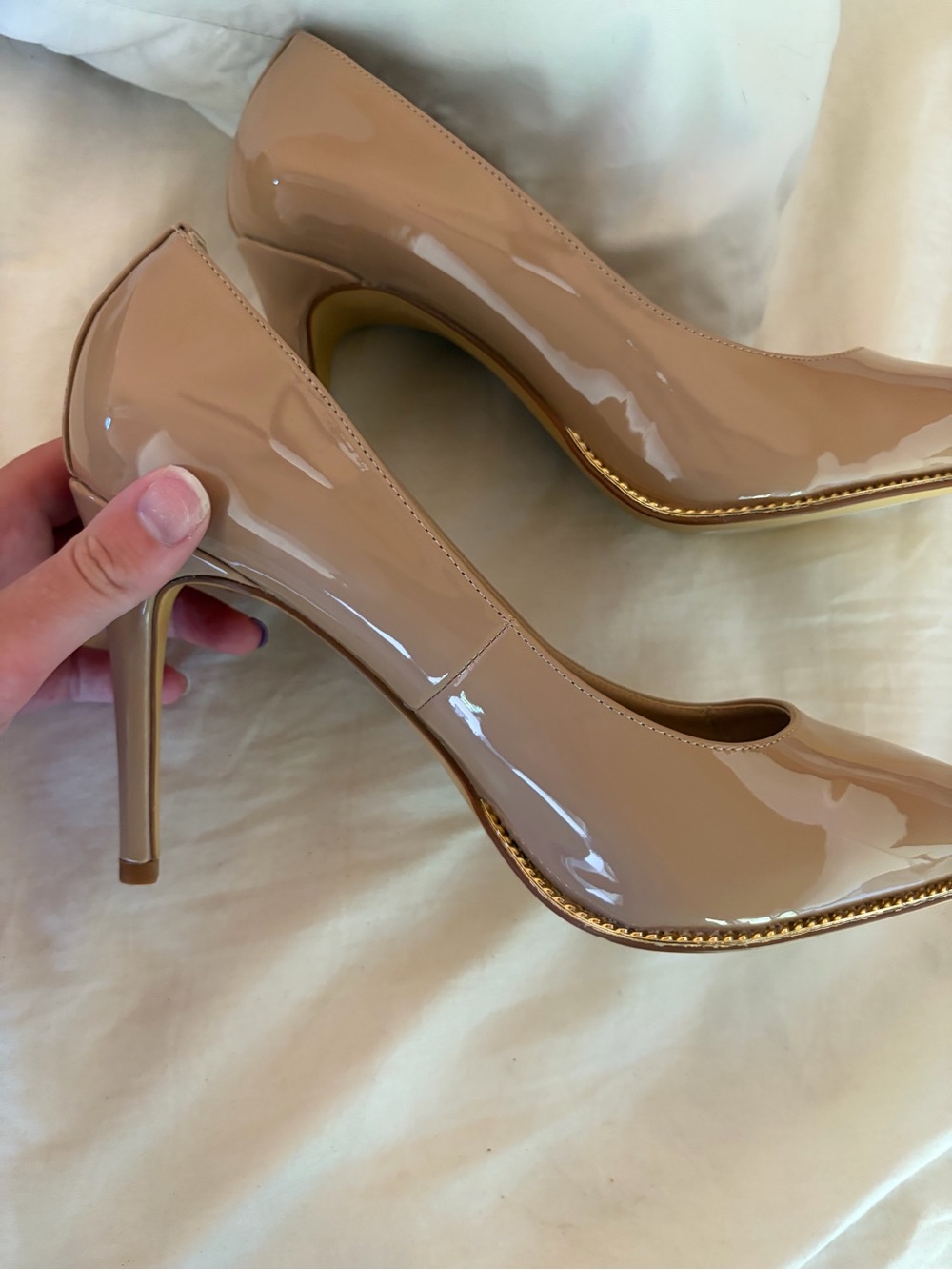 BCBGeneration Nude Patent Leather High Heel Pumps